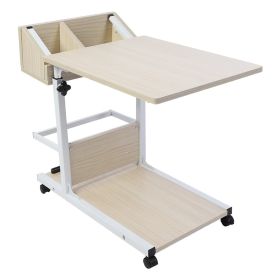 Portable Multifunctional Removable Laptop Desk with Wheels Drawer Bed Sofa Books Snack White