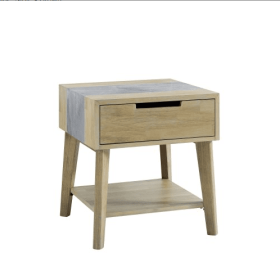 Calgary - Sintered Stone Inlay Side Table - Brown