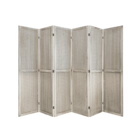 6 Panel Room Partition, 5.6 Foot Pegboard Display Wooden Room Partition Folding Privacy Screen