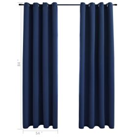 Blackout Curtains with Rings 2 pcs Navy Blue 54"x84" Fabric