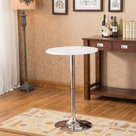 Adjustable Wood And Metal Bar Table In White