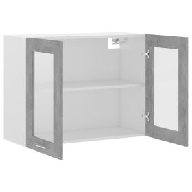 vidaXL Hanging Glass Cabinet Concrete Gray 31.5"x12.2"x23.6" Engineered Wood