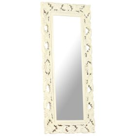 vidaXL Hand Carved Mirror White 110x50 cm Solid Mango Wood