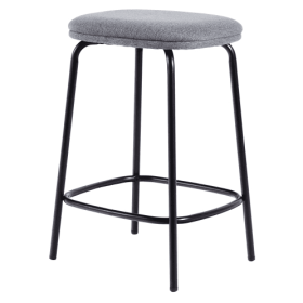 Modern Simple Counter Stool With Upholstered Seat, Set Of 2, Charcoal