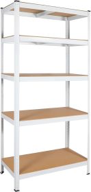 5 Layers Laminated White Metal Shelving Unit Adjustable Garage Storage Utility Rack Heavy Duty Shelf