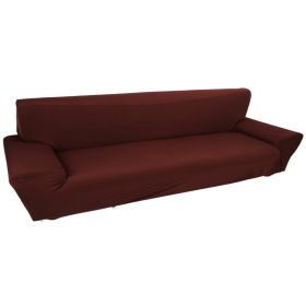 Pure Stretch Sofa Slipcovers Free Pillowcase Pet Couch Covers For 4 seater (Brown)