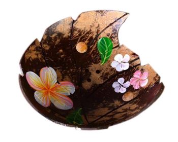 Coconut Shells Leaf Shape Soap Dish Hand-painted Flowers Bathroom Soap Holder