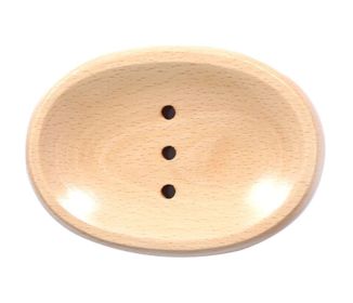 Oval Draining Wood Soap Dish Japanese Style Bathroom Soap Holder