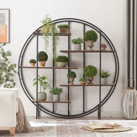 Round 5-Tier Metal Plant Stand bookcase storage rack;  Indoor Living Room Terrace Garden Balcony Display Stand