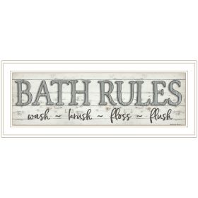 "Bath Rules" By Susie Boyer, Ready to Hang Framed Print, White Frame