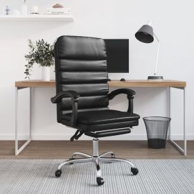 Massage Reclining Office Chair Black Faux Leather