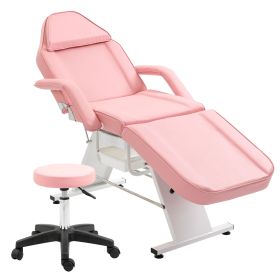 Massage Salon Tattoo Chair with Two Trays Esthetician Bed with Hydraulic Stool,Multi-Purpose 3-Section Facial Bed Table