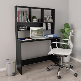 Desk with Shelves Black 43.3"x17.7"x61.8" Engineered Wood