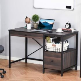 Computer Desk/ Office Writing Desk - Walnut Brown