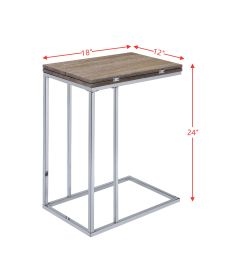 ACME Danson Side Table in Weathered Oak & Chrome 81849