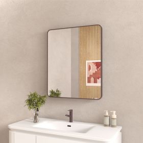 30x36 In. Aluminum Framed Rounded Rectangle Bathroom Wall Mirror, Oil Rubbed Bronze Bathroom Vanity Mirror Farmhouse, Anti-Rust