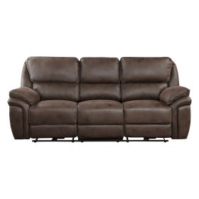 Plush Modern Design Living Room Power Reclining Sofa Brown Microfiber Upholstery USB port Solid Wood Frame Furniture 1pc