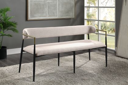 ACME Jaramillo Bench, Beige Chenille & Black Finish DN02698A