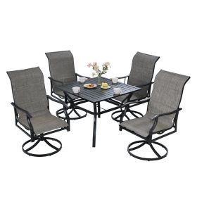 VEVOR 5 Pieces Patio Dining Set, Outdoor Furniture Table and Swivel Chairs Set, All Weather Garden Furniture Table Sets