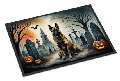 Belgian Malinois Spooky Halloween Doormat Front Door Mat Indoor Outdoor Rugs for Entryway, Non Slip Washable Low Pile, 24H X 36W