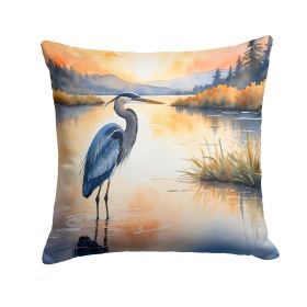 Blue Heron in the Golden Hour Throw Pillow Machine Washable, Indoor Outdoor Decorative Pillow for Couch, Bed or Patio, 18Hx18W