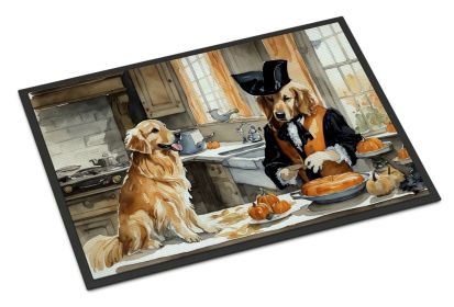 Golden Retriever Fall Kitchen Pumpkins Doormat Front Door Mat Indoor Outdoor Rugs for Entryway, Non Slip Washable Low Pile, 24H X 36W