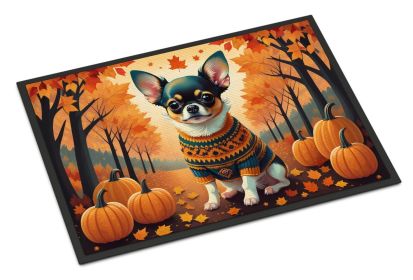 Tricolor Chihuahua Fall Doormat Front Door Mat Indoor Outdoor Rugs for Entryway, Non Slip Washable Low Pile, 24H X 36W