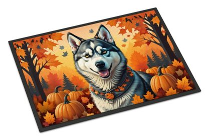 Siberian Husky Fall Doormat Front Door Mat Indoor Outdoor Rugs for Entryway, Non Slip Washable Low Pile, 24H X 36W