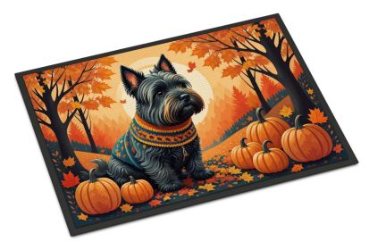 Scottish Terrier Fall Doormat Front Door Mat Indoor Outdoor Rugs for Entryway, Non Slip Washable Low Pile, 24H X 36W