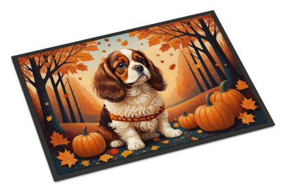 Cavalier Spaniel Fall Doormat Front Door Mat Indoor Outdoor Rugs for Entryway, Non Slip Washable Low Pile, 24H X 36W