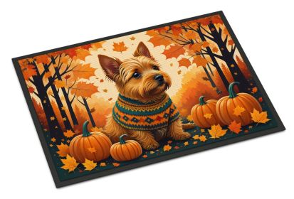 Norwich Terrier Fall Doormat Front Door Mat Indoor Outdoor Rugs for Entryway, Non Slip Washable Low Pile, 24H X 36W