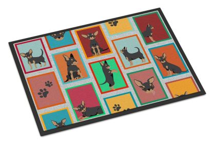 Lots of Black and Tan Chihuahua Doormat Front Door Mat Indoor Outdoor Rugs for Entryway, Non Slip Washable Low Pile, 24H X 36W