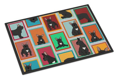 Lots of Black French Bulldog Doormat Front Door Mat Indoor Outdoor Rugs for Entryway, Non Slip Washable Low Pile, 24H X 36W