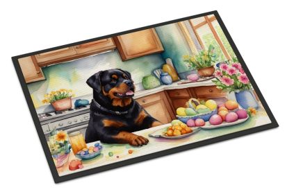 Decorating Easter Rottweiler Doormat Front Door Mat Indoor Outdoor Rugs for Entryway, Non Slip Washable Low Pile, 24H X 36W