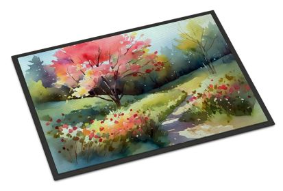 North Carolina Dogwoods in Watercolor Doormat Front Door Mat Indoor Outdoor Rugs for Entryway, Non Slip Washable Low Pile, 24H X 36W