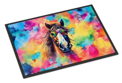 Hippie Animal Horse Doormat Front Door Mat Indoor Outdoor Rugs for Entryway, Non Slip Washable Low Pile, 24H X 36W