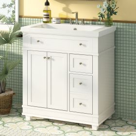 30" Bathroom Vanity Cabinet with Sink Combo Set, Undermount Resin Sink, Free Standing Vanity Set with 2 Drawers& Soft Closing Doors