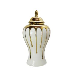 Exquisite White Gilded Ginger Jar with Removable Lid