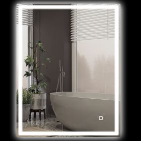 HOMCOM 36" x 28" Dimmable Bathroom Mirror with Lights, 3 Colors & Defogging