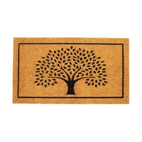 Welcome Doormats Natural Coco Coir Mats with Non Slip PVC Backing Indoor Outdoor Mats for Home & Office Floor Mats for Door Decor Tree Print with Bord