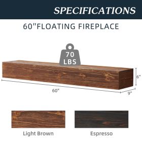 Rustic Wood Mantels, Wall Mounted And Floating Shelves For Home Decor (Option: Light brown)