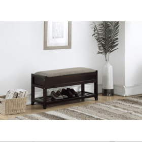 Rouen Seating Bench With Shoe Storage, Espresso (Option: Espresso)