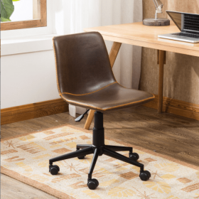 Cesena Faux Leather 360 Swivel Air Lift Office Chair, Antique Brown (Color: Brown)