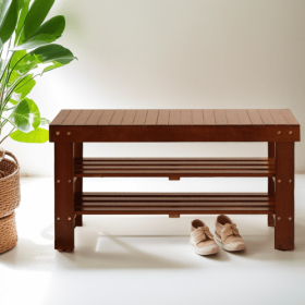 Pina Quality Solid Wood Shoe Bench, Cherry Finish (Option: Cherry)