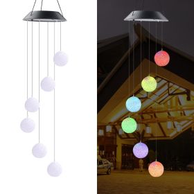 GANGES SA Solar Color-Changing Wind Chime Hanging Light; Led Wind Chime Light With Hanging Chestnut Balls; Festive Decoration (Color: Large Chestnut Ball Wind Chime)