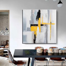 Hand Painted Oil Paintings Black and white gold Modern Abstract Oil Paintings On Canvas Wall Art Decorative Picture Living Room Hallway Bedroom Luxuri (style: 01, size: 150x150cm)