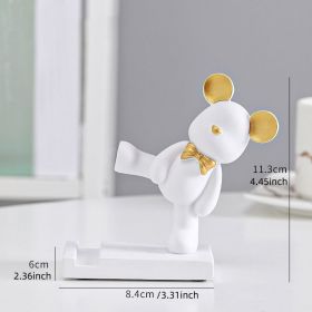 1pc Cute Bear Mobile Phone Stand Holder Kickstand; Home Accessories Decoration; Compatible With Apple Android Smartphones (Color: Bear Kicks - White)