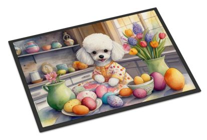 Decorating Easter White Poodle Doormat Front Door Mat Indoor Outdoor Rugs for Entryway, Non Slip Washable Low Pile, 24H X 36W (Default: Default)