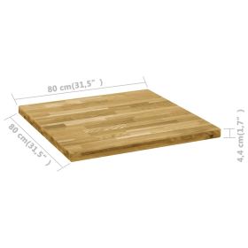 vidaXL Table Top Solid Oak Wood Square 44 mm 80x80 cm (Option: as picture)